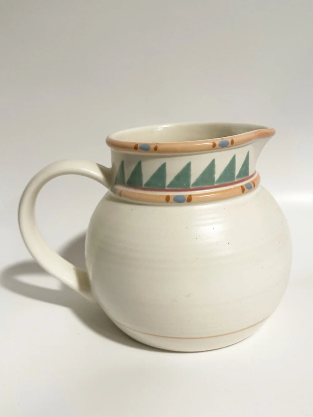 Taos Pottery Southwest Ceramic Pitcher Cream Orange Red Chili Peppers Southwest